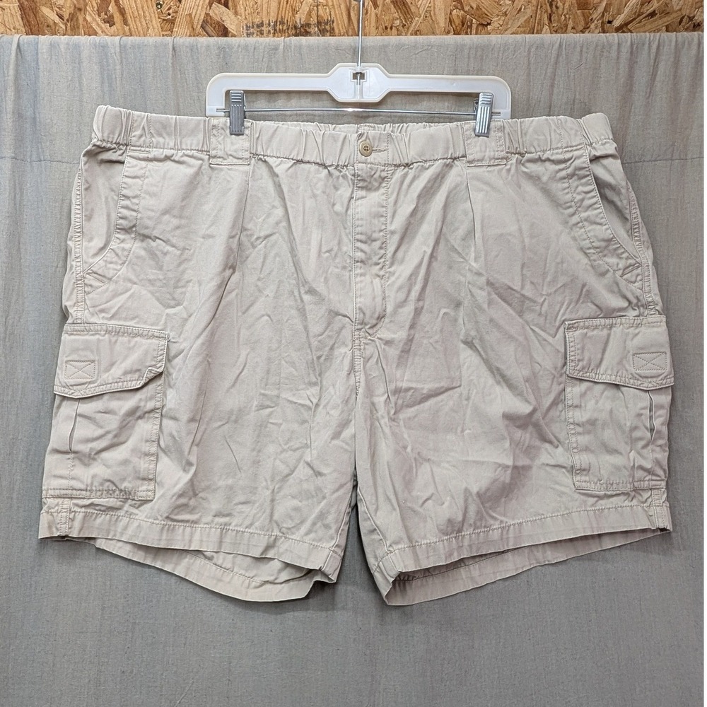Tommy Bahama Relax Mens 3XL Khaki Cotton Cargo Shorts Tan Elastic Waist 46 Inch